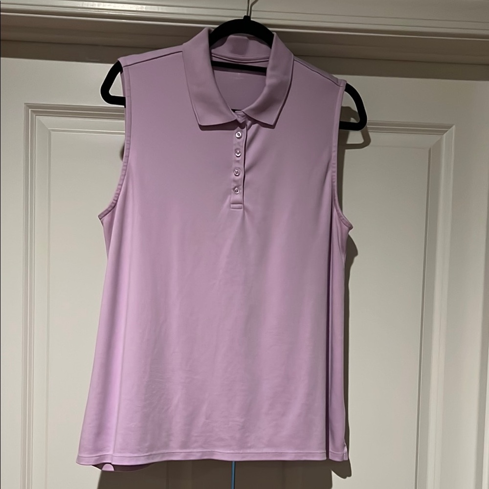 Lands' End XL Purple Fitted Sleeveless Polo Tank